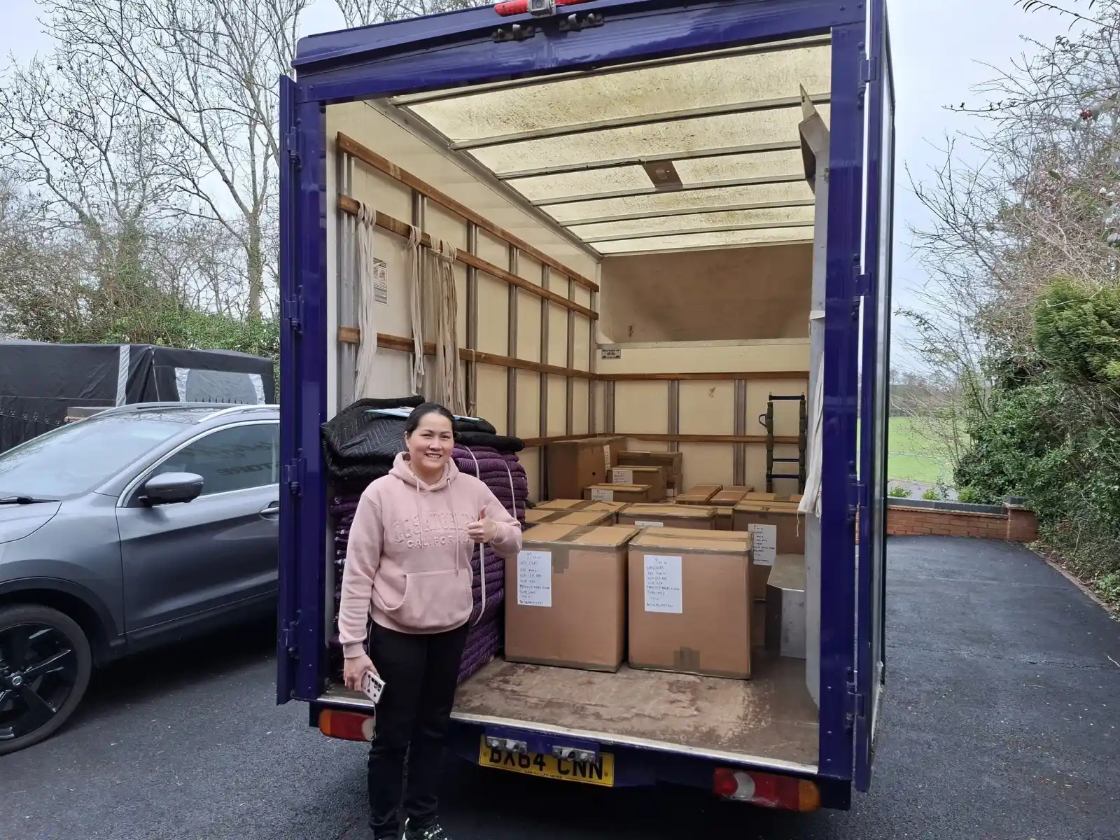 Customer-loaded boxes bound for Hua Hin, Thailand