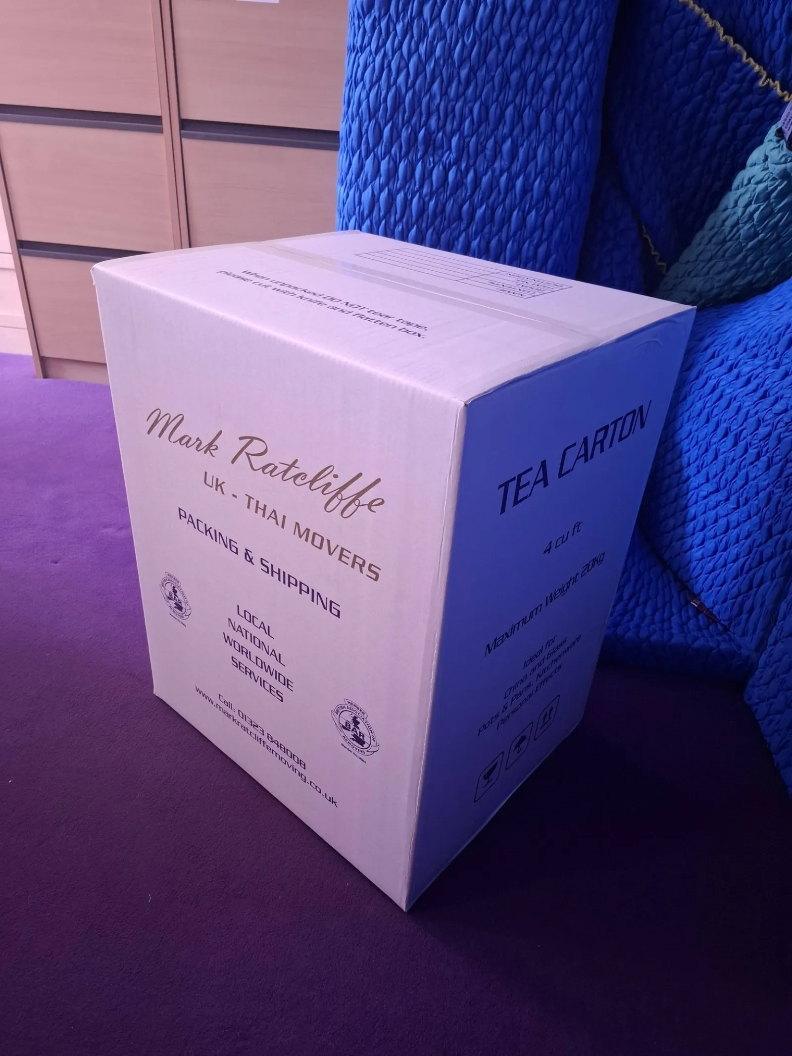 Mark Ratcliffe tea carton in 4 cubic foot size